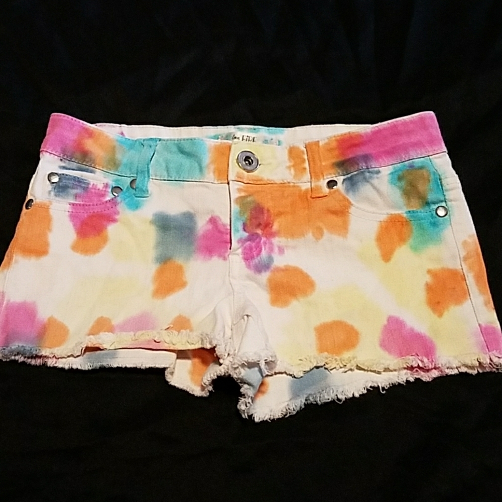 Love Fire Tie Dyed Denim Shorts